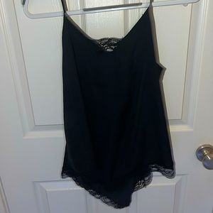Black lace trim flowy tank top